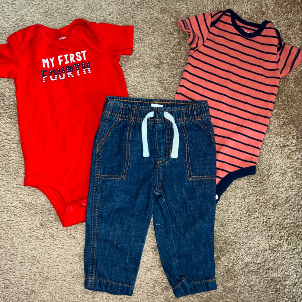 3 piece set baby boys Carters 6m